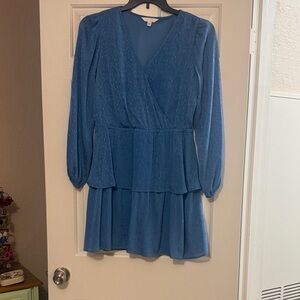 LC Lauren Conrad Light Blue Textured Dress